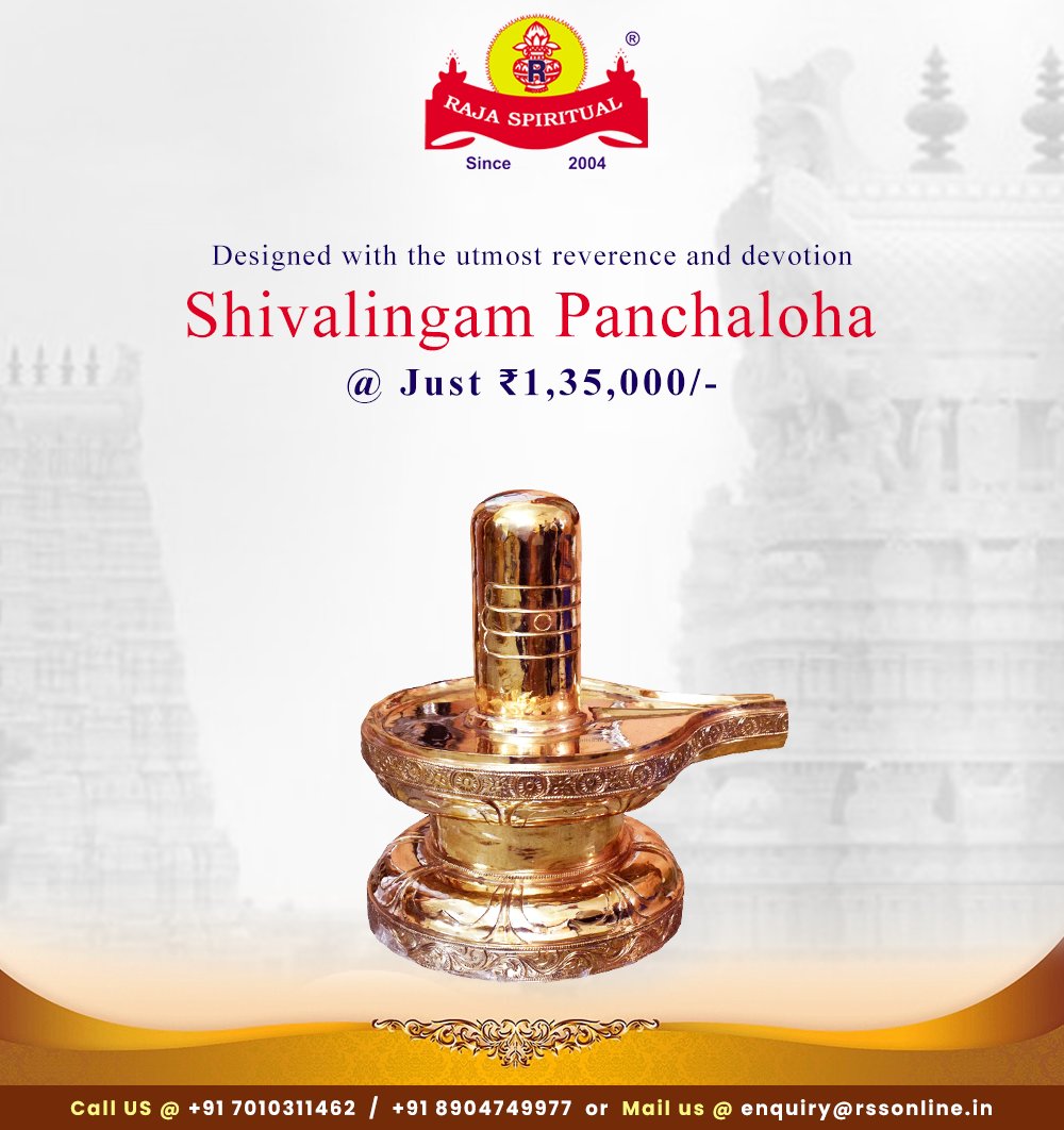 rss_online's tweet photo. This majestic Panchaloha Shivalingam resonates with intricate significance, embodying both the essence of Lord Shiva and masterful craftsmanship

Shop @ https://t.co/XbOG8LbXdf
Mail us at: enquiry@rssonline.in
+917010311462, +91 8904749977

#RajaSpirituals #PanchalohaShivalingam https://t.co/g88kgAfzkD
