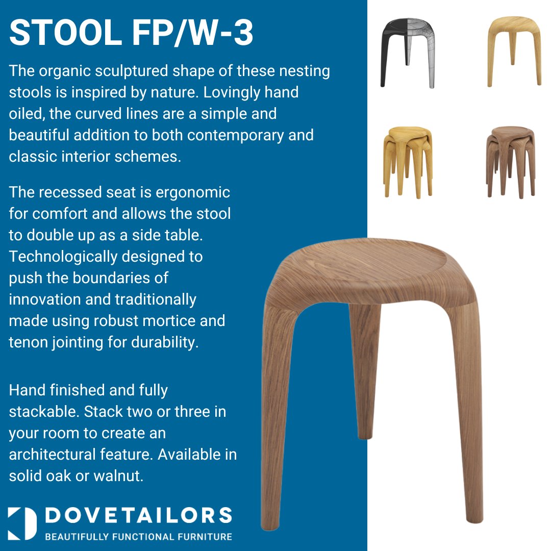 🪑 Ergonomically sculpted, stackable for versatility, Stool FP/W-3 makes a stunning addition to both contemporary and classic interiors! 🔍 For more details, make sure to check out the product page: dovetailors.co.uk/product/tripod… #Dovetailors#FurnitureDesign #InteriorDecor
