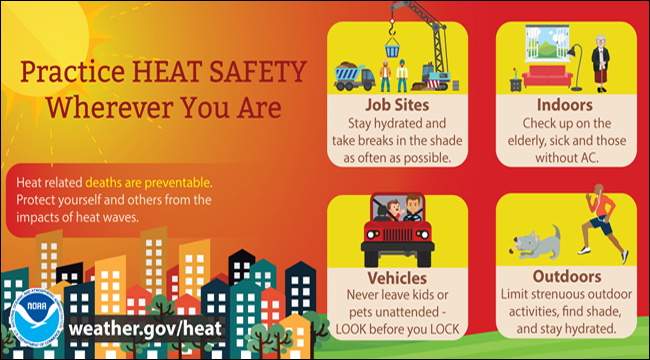 NWSHuntsville's tweet photo. [5:40AM]:⚠️🥵🌡️A HEAT ADVISORY is in effect for the entire TN Valley until 8 PM Thursday! Heat indices will peak between 105-110°F Today and Thursday. 

Make sure to stay hydrated, take frequent breaks in the shade if outside, and don't leave pets or children in vehicles! #HUNwx https://t.co/UmpyruDkQz