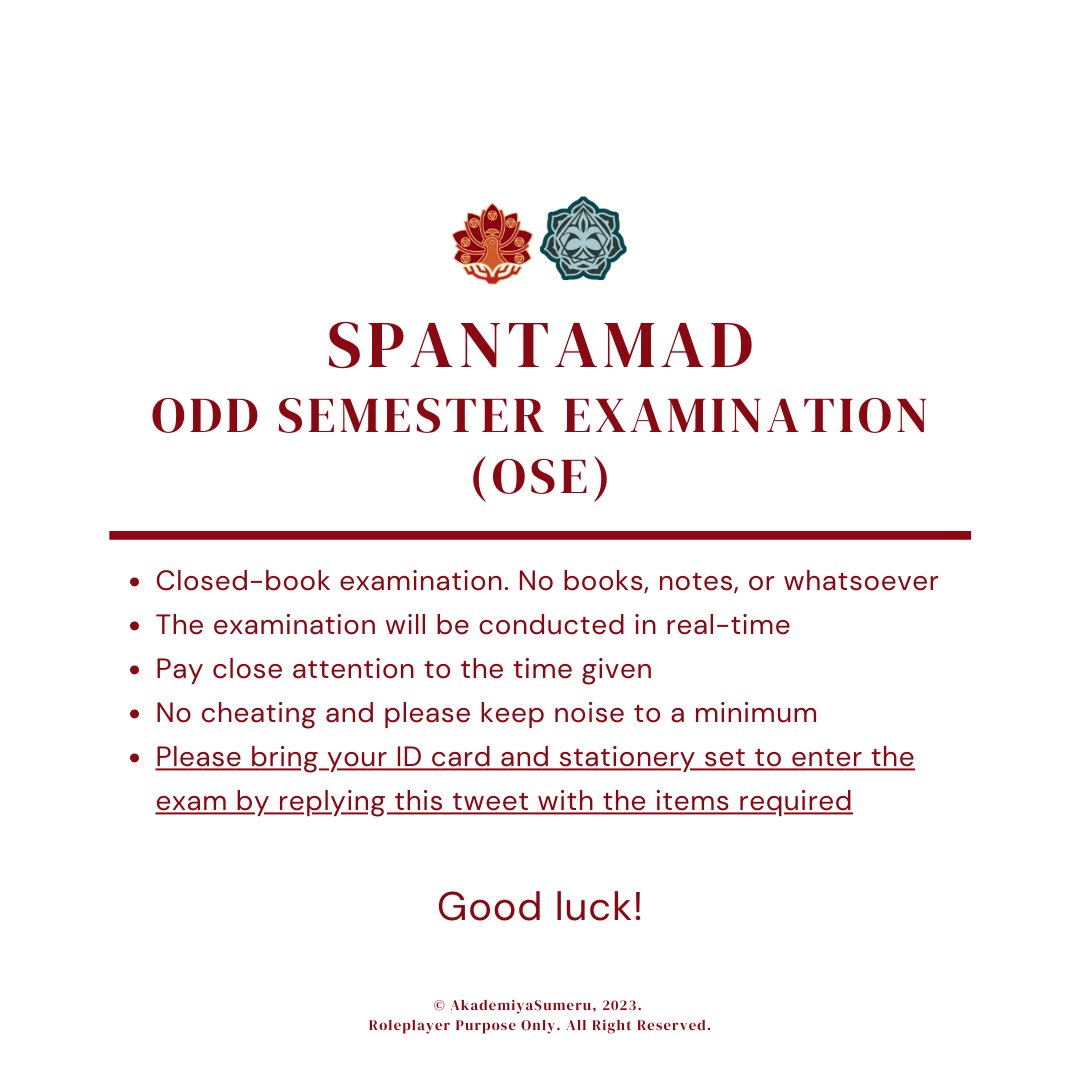 ㅤㅤ

[SPANTAMAD - ODD SEMESTER EXAMINATION]

Reply below no more than 18.05.

ㅤㅤ
