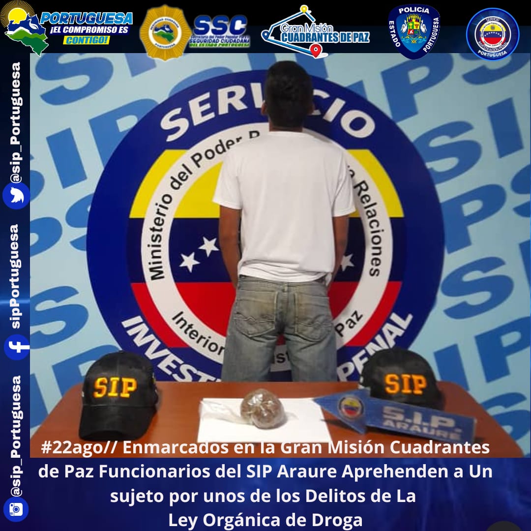 Sip_Portuguesa's tweet photo. #22de agosto del 2023// Enmarcados en la Gran Misión Cuadrantes de Paz, Funcionarios Pertenecientes al SERVICIO DE INVESTIGACIÓN PENAL CONO-NORTE ARAURE Aprehenden a un Ciudadano por encontrase incursión en uno de los delitos tipificados Ley Orgánica de Drogas. https://t.co/IXeWrTGMJL