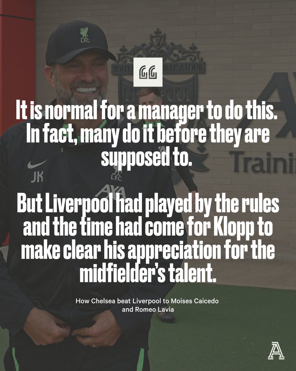 TheAthleticFC's tweet photo. Moises Caicedo snubbed Liverpool to join Chelsea for a British record fee of £115million ($146.3m).
To make matters worse, #CFC signed Romeo Lavia a few days later.
This is the tale of Chelsea and Liverpool’s pursuit of the same midfielders.
➡️ https://t.co/GGfCkKc2ie https://t.co/u0MtvsZJov