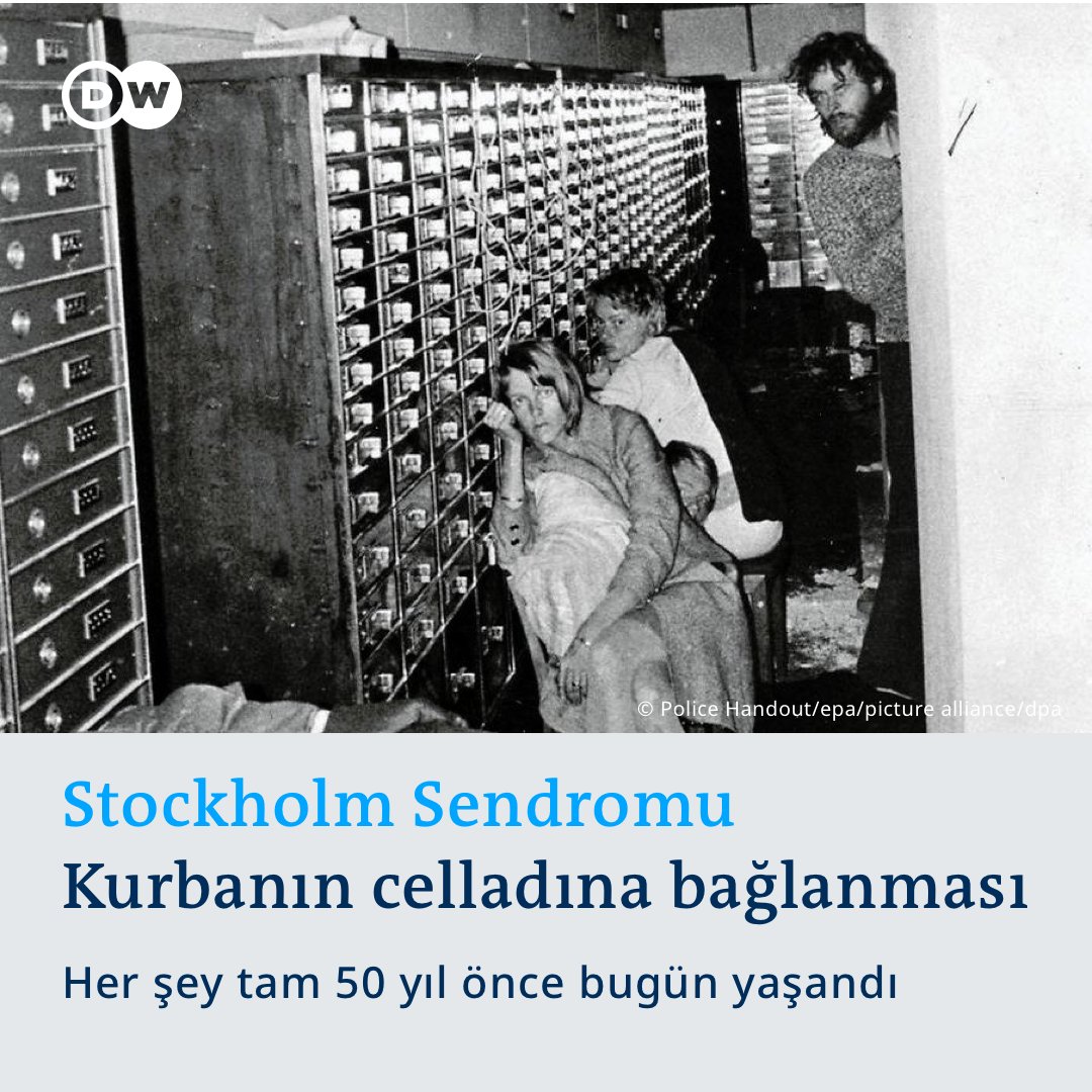 dw_turkce's tweet photo. Gündelik hayatta "kurbanın celladına bağlanması" olarak da ifade edilen Stockholm Sendromu, bundan tam 50 yıl önce yaşanan bir olaydan adını alarak literatüre girdi

Haberin ayrıntıları için: https://t.co/jBXQvkBnpG https://t.co/f2gthu0YJE