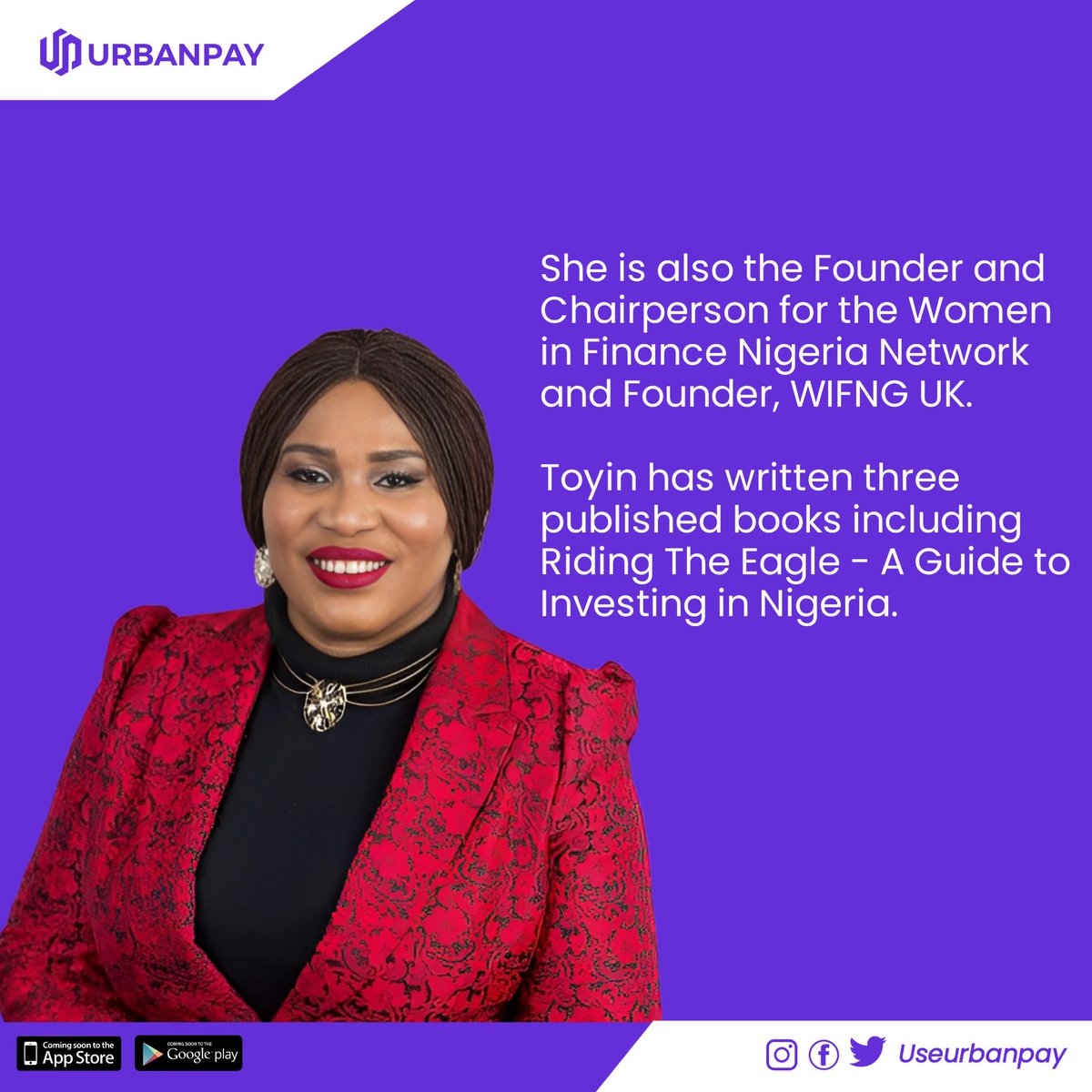useurbanpay's tweet photo. Meet our WCW, Toyin Sanni
#Toyinsanni #wcw #women #successfulwomen #nigeriafinance #fintech #UrbanPay https://t.co/nX5MLeNmPy