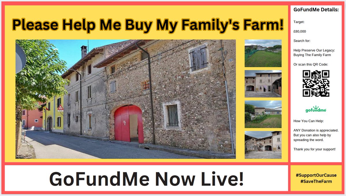 Mark___Chandler's tweet photo. Help keep the family farm in the family!

Please check out this GoFundMe:

https://t.co/m6WvjF7FYe

#SupportOurCause
#SaveTheFarm
#ItalianFarmhouse
#GoFundMe
#gofundmecampaign 
#Crowdfunding
#Fundraiser

Likes and RTs are very, very much appreciated! https://t.co/HT9PB1hDRG