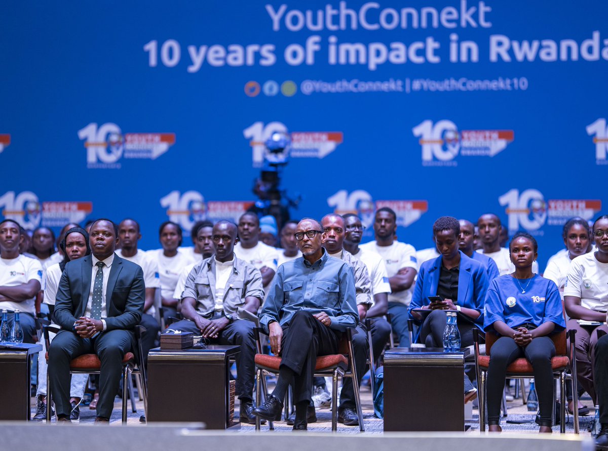 UrugwiroVillage's tweet photo. President Kagame is attending the 10-year anniversary of @YouthConnekt, bringing together thousands of Rwandan young leaders, entrepreneurs and innovators to connect over opportunities for socioeconomic transformation while showcasing their achievements and addressing challenges. 

Themed “10 Years of Impact”, this anniversary highlights the numerous achievements of YouthConnekt, including the creation of over 30,000 jobs, and support to over 2,000 youth-led enterprises with business development skills, mentorship services, funding and more.