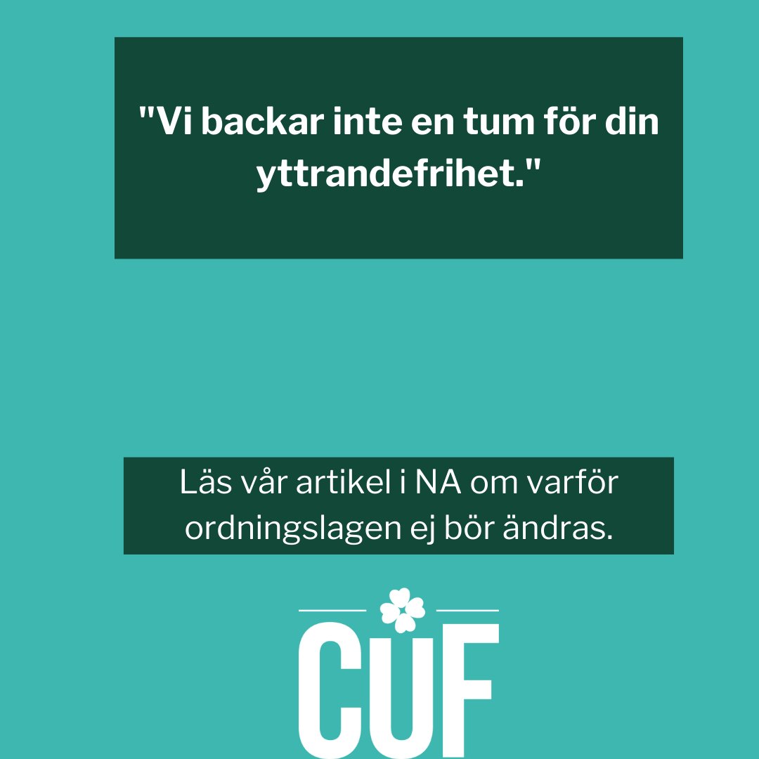 Cuforebro's tweet photo. CUF Örebro står bakom yttrandefriheten även i tider av kris. Vi säger nej till förslaget på en ändring i ordningslagen som kommer att leda till en begränsing av yttrandefriheten. 

https://t.co/7x82vsrrms https://t.co/fBizf9P1Y5