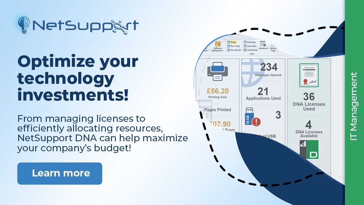 Maximize your company’s budget with NetSupportDNA! Track expenses, manage licenses and allocate resources efficiently for optimized technology investments. Learn more bit.ly/448ifaM

#ITBudget #ResourceAllocation