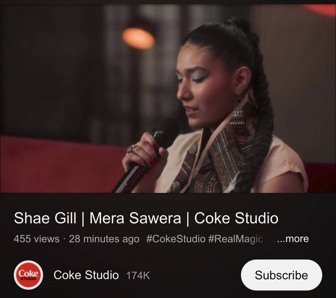 omg this is soo good 😭🤌🏻

youtube.com/watch?v=Y_MICz…

#shaegill #cokestudio #merasawera