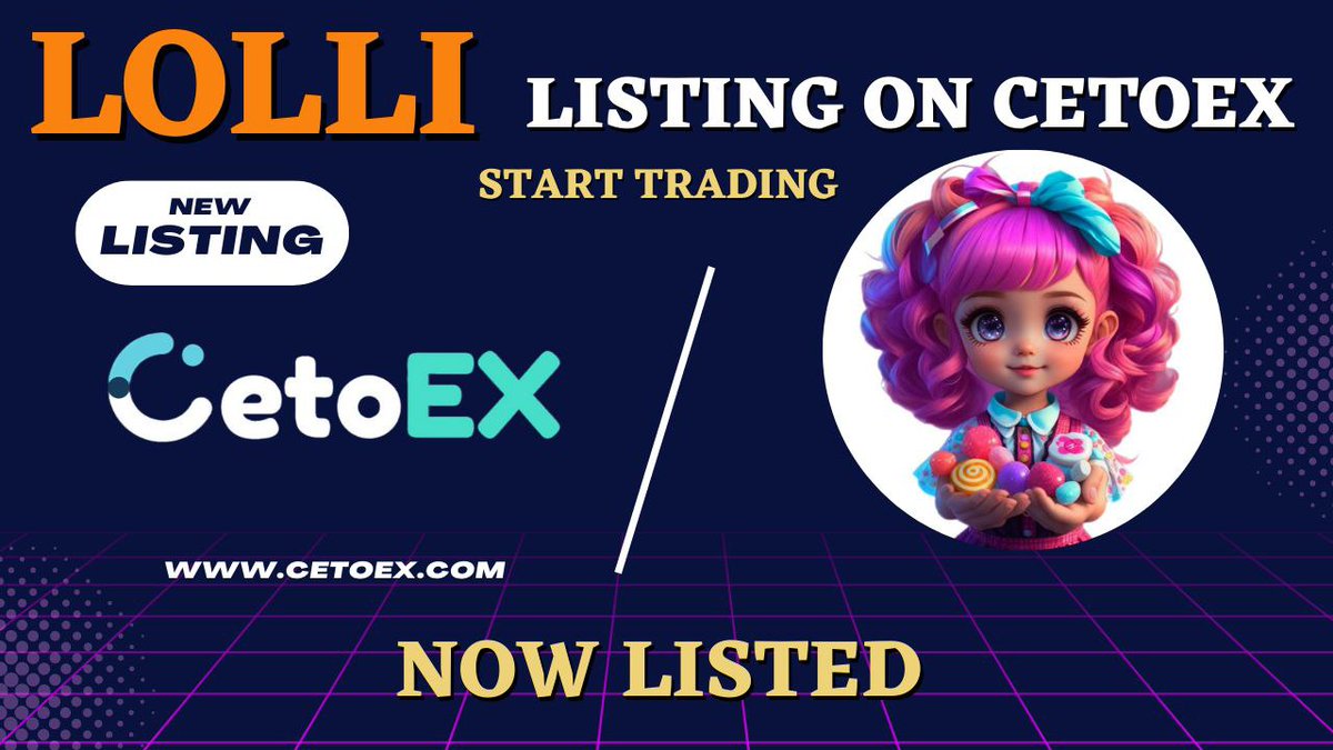 Cetoex's tweet photo. ๐ข New Listing Alert ๐จ
@kandaylanderc20 ( LOLLI ) Gets Listed on #CetoEX!
๐Pair: LOLLI/USDT
๐Deposit: Open
๐Trading: Start
#LOLLI #lolliarmy #CETOEX https://t.co/kFyEuAJwNX