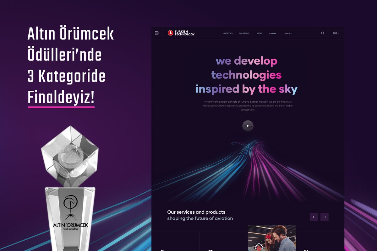 Turkish Technology için hazırladığımız kurumsal web sitesi <a href="/aorumcek/">AltınÖrümcek</a> web ödüllerinde 3 kategoride finalde! Bilişim &amp; Teknoloji, Kurumsal, Hizmet &amp; B2B kategorilerinde bizi destekleyebilirsiniz 🤘🏻#pixelatecreative #altınörümcek