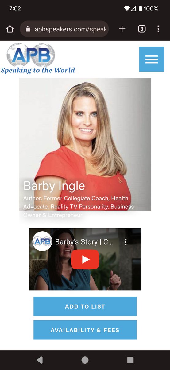 BarbyIngle's tweet photo. You can book @BarbyIngle for your upcoming event through APB Speakers - https://t.co/smsCHtXKcZ
#Speaker #motivationalspeaker #bookinginfo #Presenter #host #RareDisease #ChronicPain #authorcommunity #keynote #CheerleaderOfHope #CollegiateCoach #APBSpeakers #HealthAdvocate https://t.co/WQZKWAgCmq