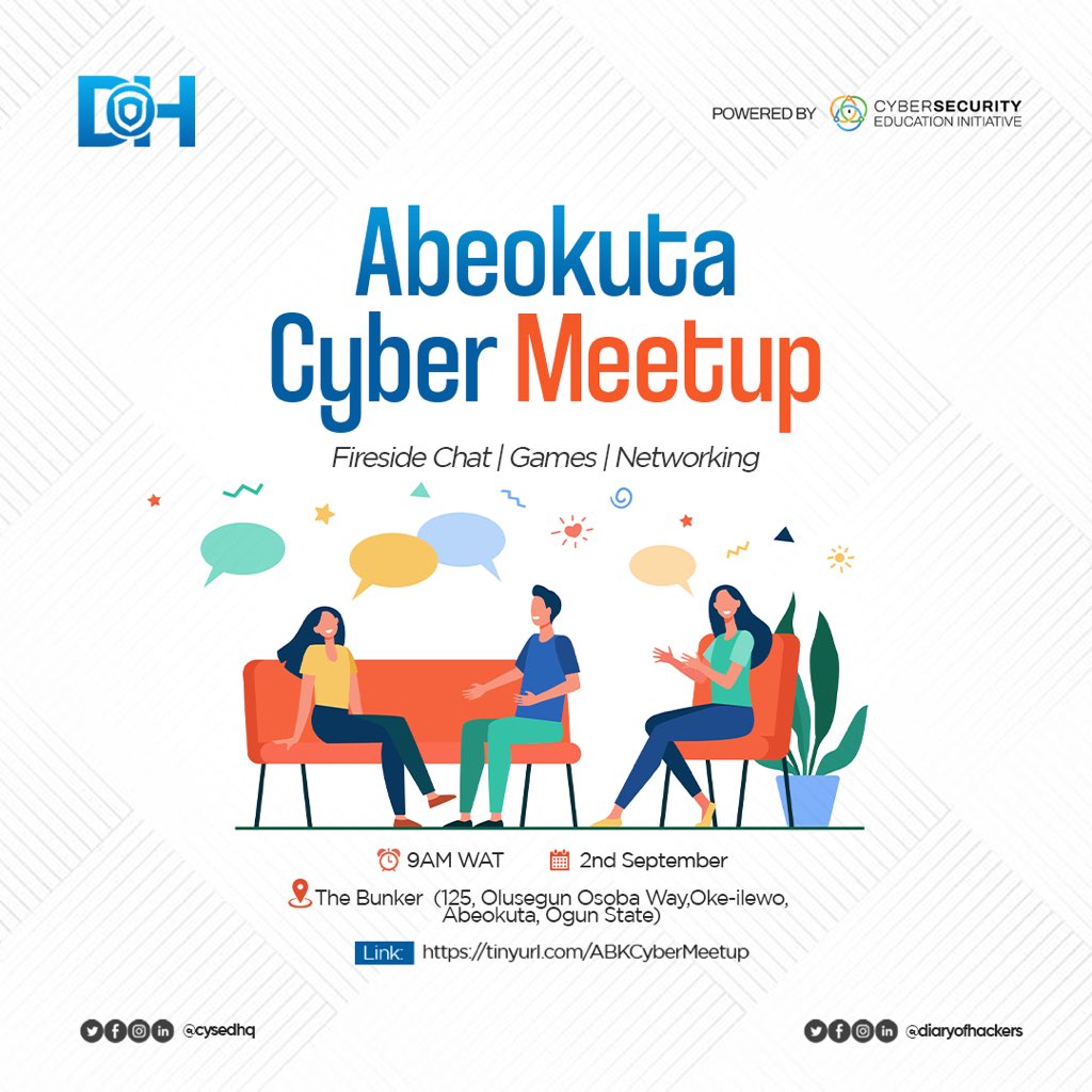 DoHAfrica's tweet photo. Abeokuta techies, wagwan?!!
Get ready for an impactful meetup in your ends, by yours truly. Featuring engaging dicussions, network with like-minds, and learning.
Plus fun, of course😉
Register at: https://t.co/nEPqcKsiQW
#CyberMeetup #opportunities #TechNews #networking https://t.co/VmjWngDelO