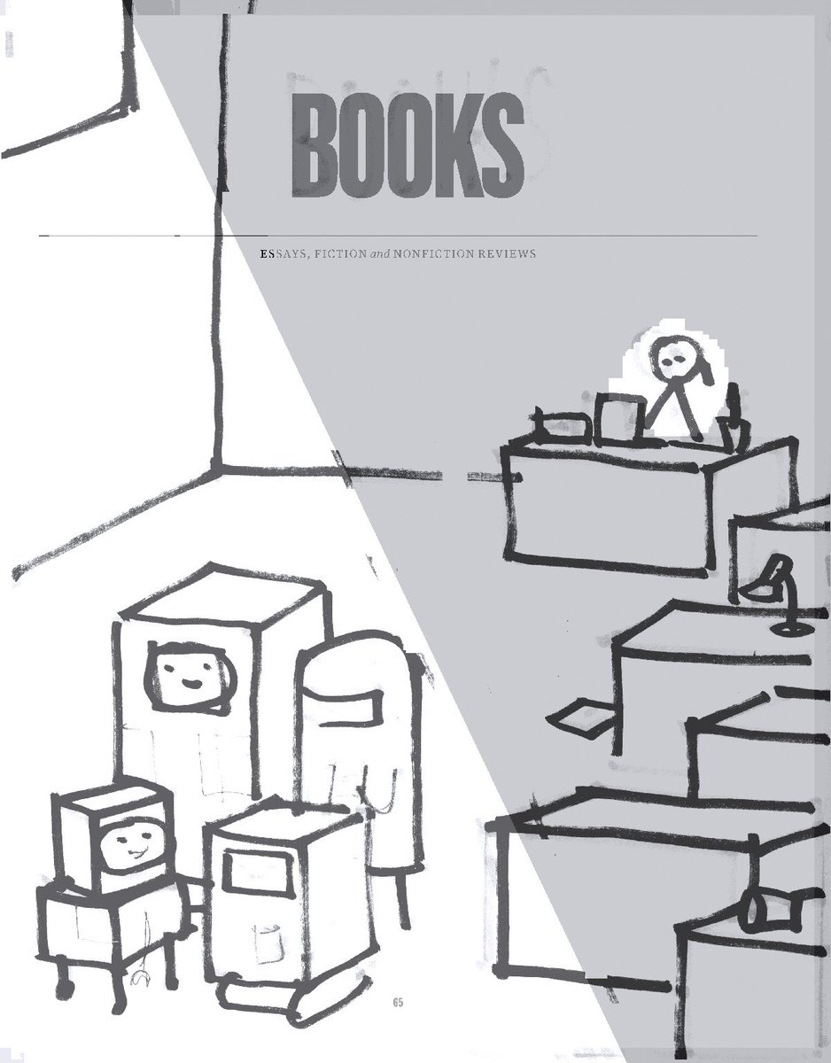 I drew an illustration for this interesting @GuardianBooks essay about AI and work by David Runciman. 

Pics: 1. The artwork as printed / 2. Initial rough sketch / 3. Pencil drawing being traced in ink on a light box / 4. Finished version. 