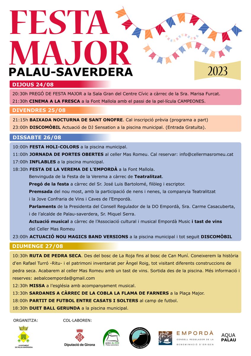 Palau_saverdera's tweet photo. Aquest cap de setmana és la festa major de #palausaverdera. Els actes comencen demà https://t.co/5So6uBrTRo https://t.co/yDD6f8KDYc