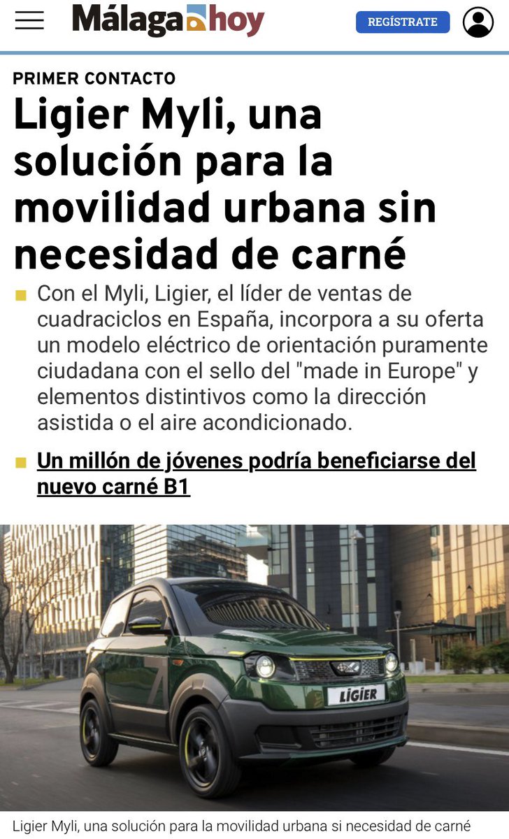 “Ligier Myli, una solución para la movilidad urbana sin necesidad de carné” malagahoy.es/motor/Ligier-M… <a href="/malagahoy_es/">Málaga Hoy</a>