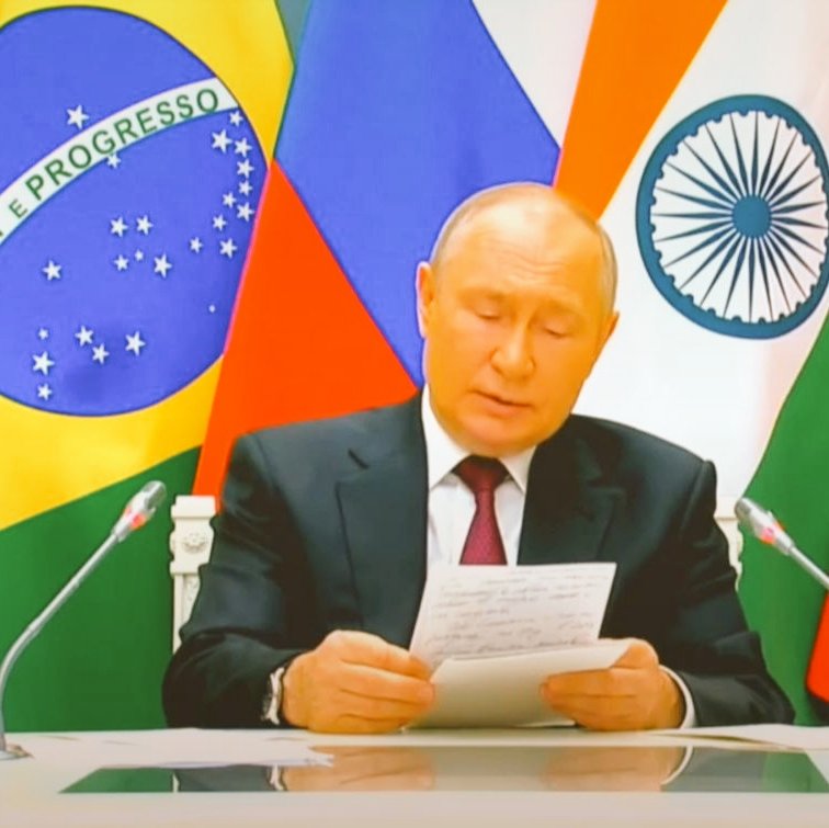 Vladimir Putin takes the floor at the BRICS summit. BRICS states have established themselves on the global stage, defending the opinion of the world's majority, he said