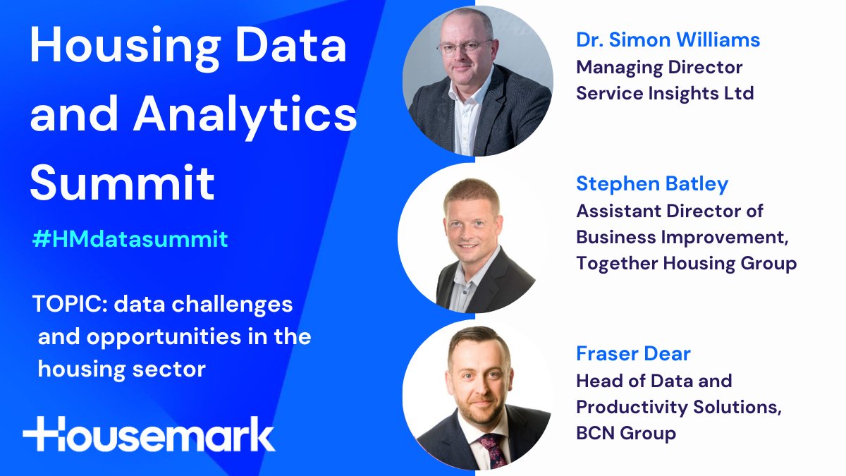 Housemarkltd's tweet photo. Find out more about data challenges & opportunities in the housing sector at #HMdatasummit on 9 November. We're looking forward to hearing from @SCWilliams111, Stephen Batley @TogetherHG & Fraser Dear @BCN_Group who'll share their insights on the topic.👇https://t.co/XEPJ1CQmZW https://t.co/0biGpbWlGk