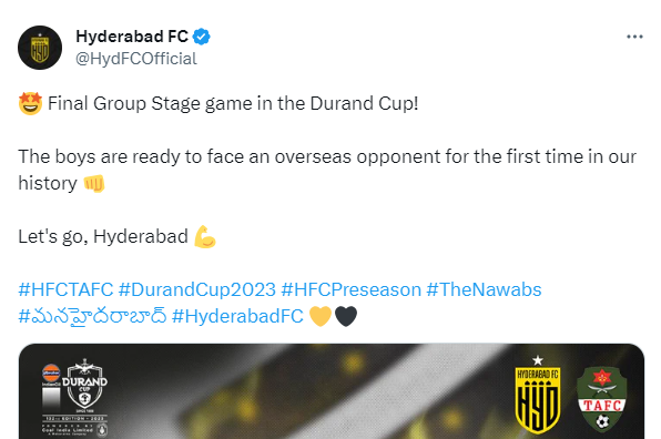 Just out of curiosity
Why is @HydFCOfficial using  #HFCPreseason hashtag in Durand Cup matches?
Any idea?
Pls let me know in the comment section ⤵

#HyderabadFC