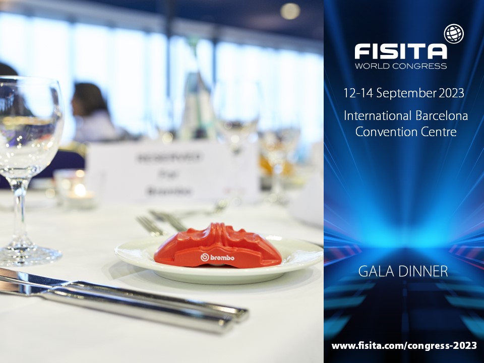 🥂FISITA World Congress Gala Dinner 🥂

📍Wed 13 Sept at the CCIB, Spain
⭐️Exclusively sponsored by <a href="/BremboBrakes/">Brembo</a> 

Join us for a drinks reception, followed by a 3 course meal overlooking the Mediterranean sea 🌊 with live jazz music 🎶 

Don't miss out ➡️ intranet.pacifico-meetings.com/GescoWeb/?cfg=…