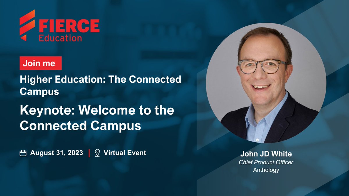 How does connectivity address the "digital divide" in #highereducation? Join John "JD" White &amp; experts at <a href="/FierceEducation/">Fierce Education</a>'s virtual event on Aug 31, 1:00 PM ET. Explore tech's role in creating an inclusive #connectedcampus. Register now! ow.ly/yh8Q50PC7o1