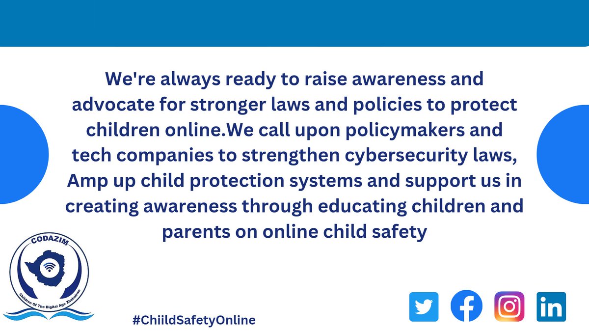 Online child sexual #abuse in the Zimbabwe rises by 82%, raising urgent calls for stronger #online safety laws. Delayed legislation must be implemented to protect our #children. @HonJMuswereJnr @DingumuziP @MICTPCS_ZW 

#Cyberlwas #ChildOnlineSafety
#tech #CyberSecurity