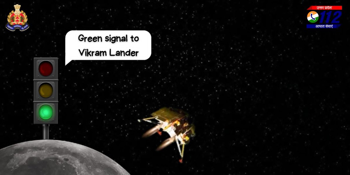 Uppolice's tweet photo. Shooting for the moon, with an anticipation of a stellar touchdown. Wishing the @isro all the best for this astronomical endeavor.

#Chandrayaan3Landing
#ISRO https://t.co/SF6vEYPsEk