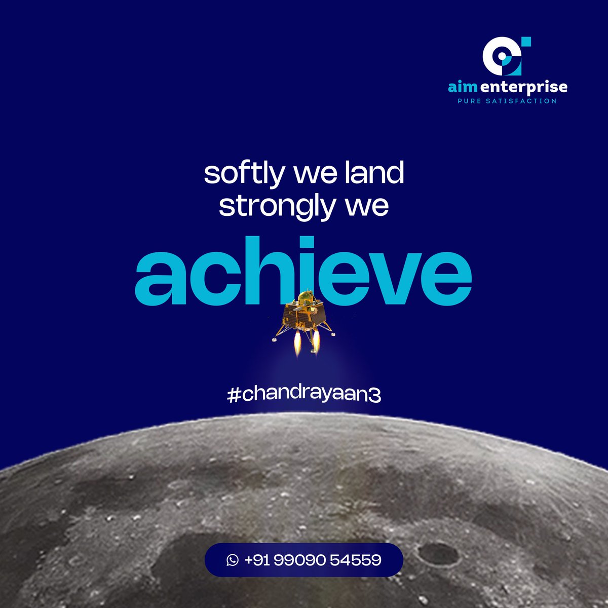 aimsentofficial's tweet photo. In the tranquil expanse of space, India's pride readies to make a serene lunar touch, marking a moment of remarkable achievement.
#chandrayan3 
#isro #space #india #proudindian #allthebest #praying https://t.co/gnLdLwUVC8