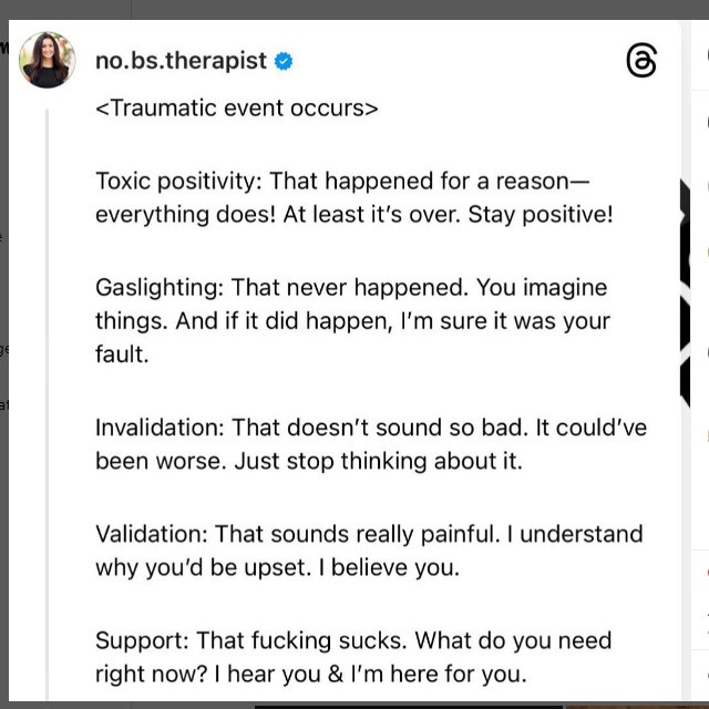 HarpysChild's tweet photo. Great post from @TweetATherapist 
-
Abandonment: *SILENCE* 
-
addendum: I would include siding with abuser(s) under abandonment. https://t.co/5spimpIibH