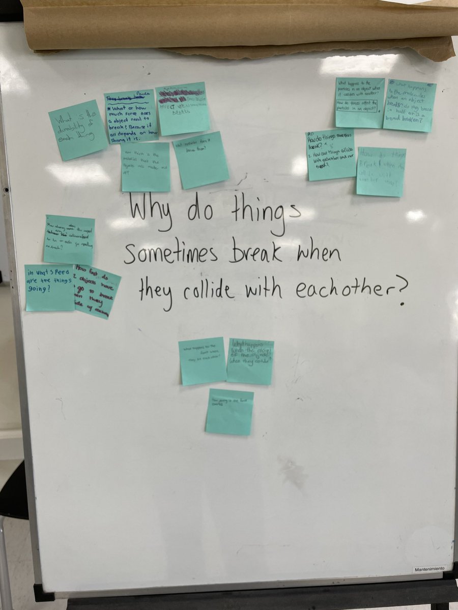 Mr_Prevatte's tweet photo. 8th graders @lincolnael added to the #drivingquestionboard to generate questions that will drive our investigation of the #anchoringphenomenon on why things break during a collision. We also got to break some stuff! @OpenSciEd #inquiry #breakstuff https://t.co/PebttUn8IG