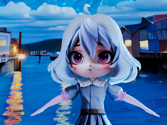 poly_police's tweet photo. キャラのリアル化最中に、ヒントを掴んだ。stylized characterのどこを直すべきなのか。ついでに背景に負けないように、カラーリングも修正してみた。#3dsMax #VRay #Maya #stablediffusion #AIイラスト #3DCG https://t.co/8M3kmGmUM5