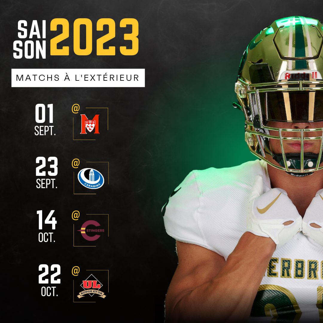 Calendrier 2023 💥
4 matchs à la maison, 4 matchs à l’extérieur.

#GoVertetOr