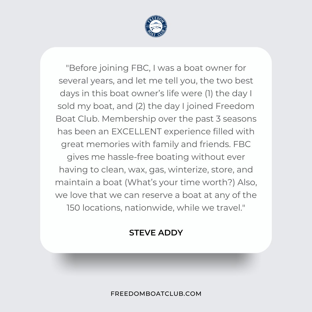 fbcspacecoast's tweet image. Thank you, Steve! You are welcome anytime at the Freedom Boat Club.

#thankyou #clientrecommendations #clientreviews