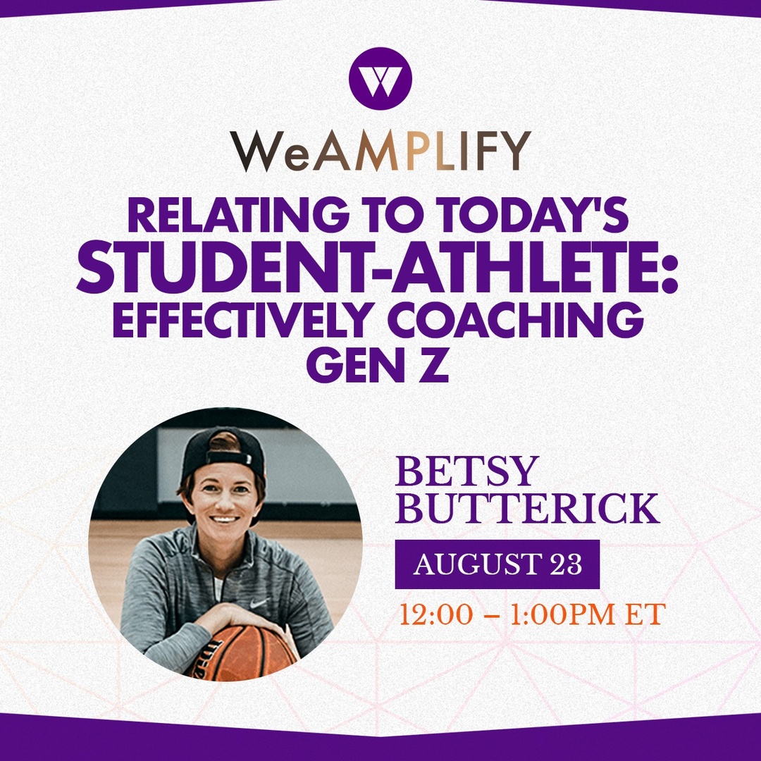 WeCOACH's tweet photo. The Day Has Arrived! 🎉 

Join us today at 12:00pm ET for an exciting discussion on "Relating to Today's Student-Athlete: Effectively Coaching Gen Z" with the remarkable @betsybutterick!

See you at noon! ⏰ 

#WeCOACH #WeAMPLIFY #GenZ #StudentAthlete #WomenInSports https://t.co/2VVi3C9p6q