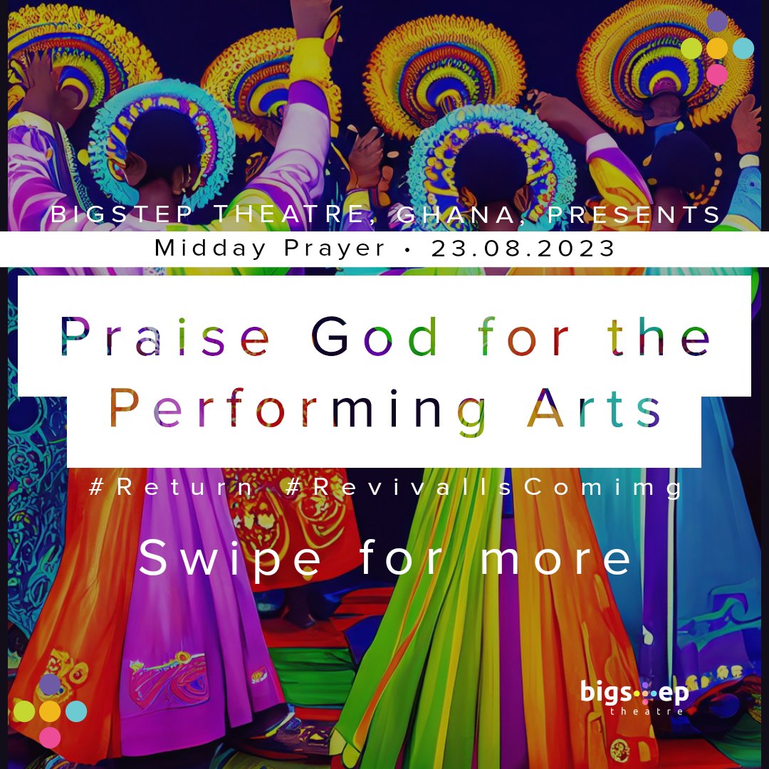 bigsteptheatre's tweet photo. Let's pray
Today marks the beginning of our Wednesday Midday Prayers for the Performing Arts, as we prepare for October's mega National Prayer For The Performing Arts.

#Return #RevivalIsComing #Theoartically https://t.co/iycYXIGbm3