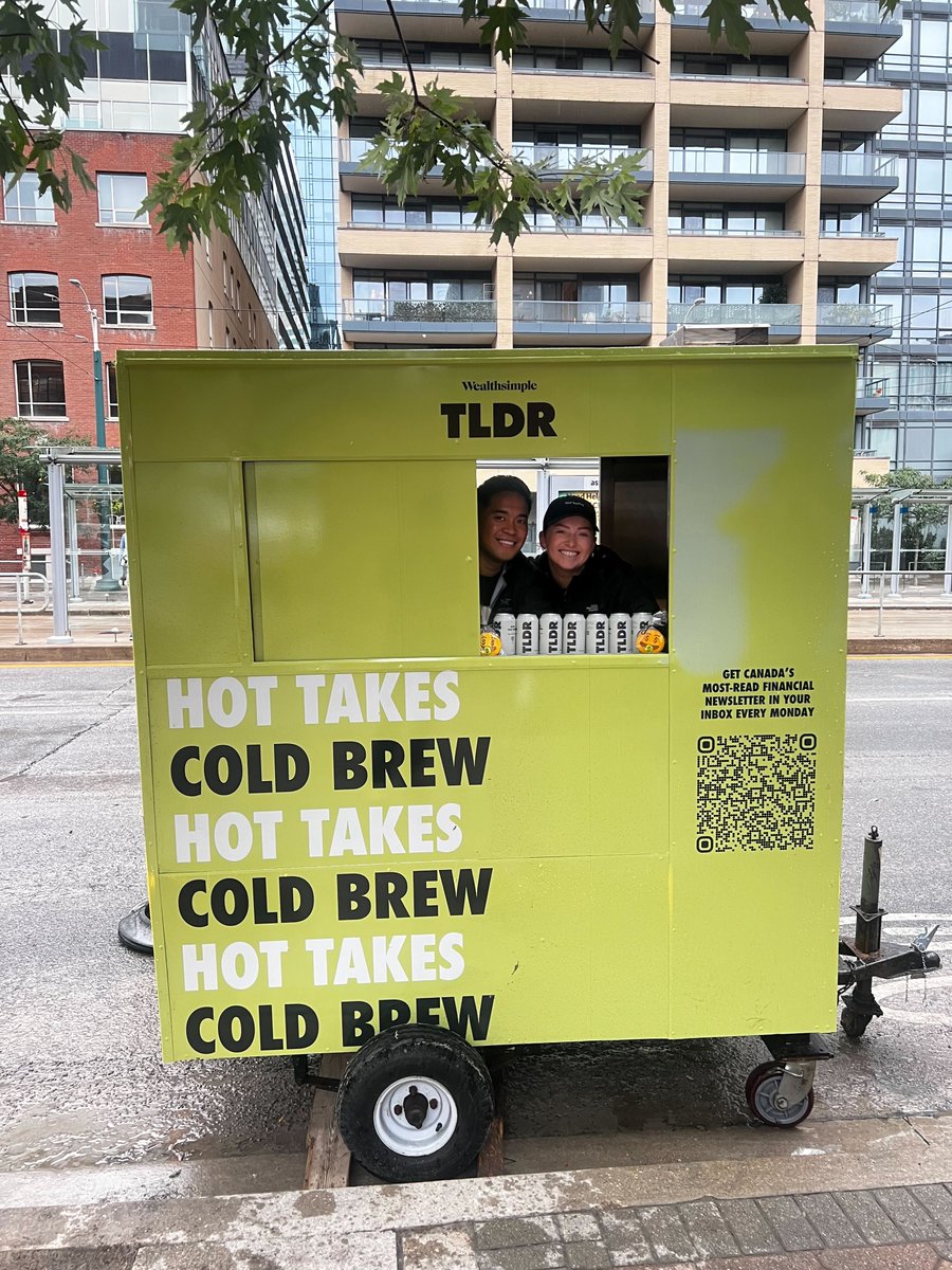 📍King and Spadina

Get a print edition of TLDR and a cold brew! Come say hi from 8:00 A.M. until we run out of coffee.