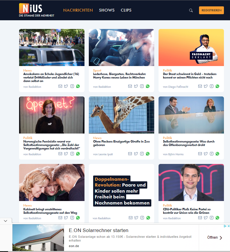 NorFalse's tweet photo. Auch E.ON (@EON_SE_en) muss man sagen, dass sie auf dem rechten Hetzblog #NIUS werben.
#AchBesserCrew
#StopNIUS https://t.co/t6CdoBd6L1
