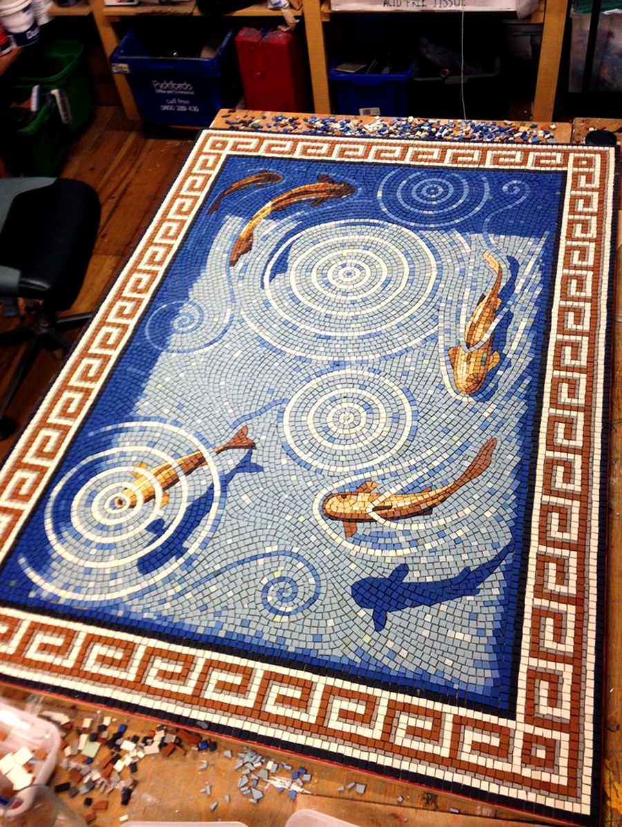 Trompe-L'oeil Fishpond Mosaic by Gary Drostle 🐟