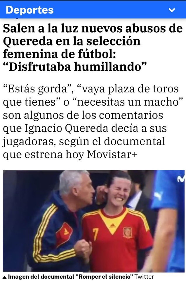 anluma99's tweet photo. La cultura machista en el interior de la Selección española de fútbol femenino: humillación, insultos,  agresiones físicas y degradación psicológica https://t.co/f0RyaQ1WNf