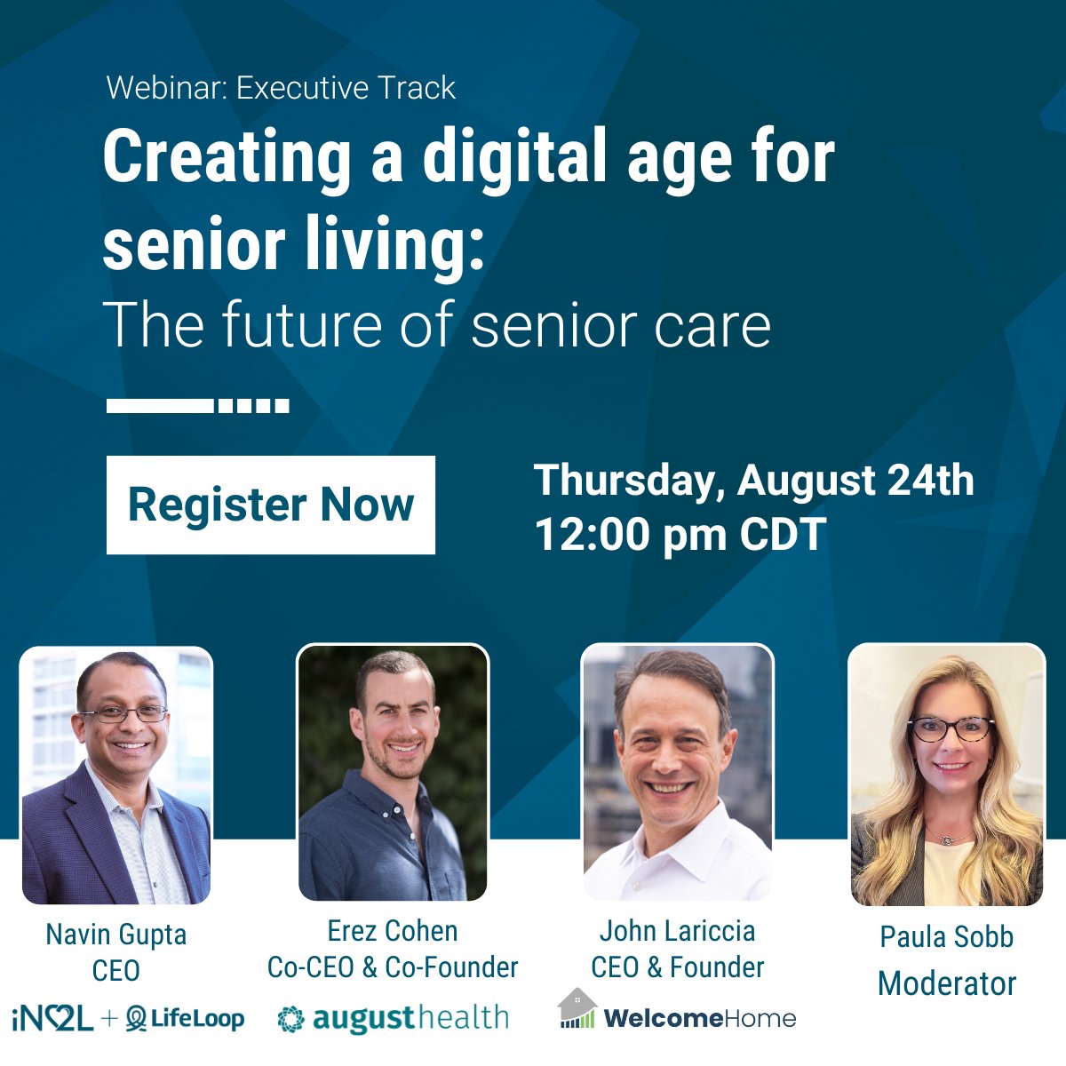 Not much longer to get registered for our upcoming webinar, "Creating a digital age for senior living: The future of senior care" register below so you can join us tomorrow, August 24th for a great discussion! hubs.ly/Q01-sVZT0