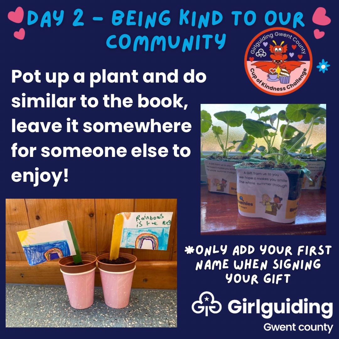 It’s DAY 2️⃣ of our Cup of Kindness virtual event! ☕️🧁

Today is about being kind to our community! 

Here are some activities you can do to do just that!

You can do as much or as a little of the challenge as you like and don’t forget to send us photos!
.
.
.
#girlguidinggwent