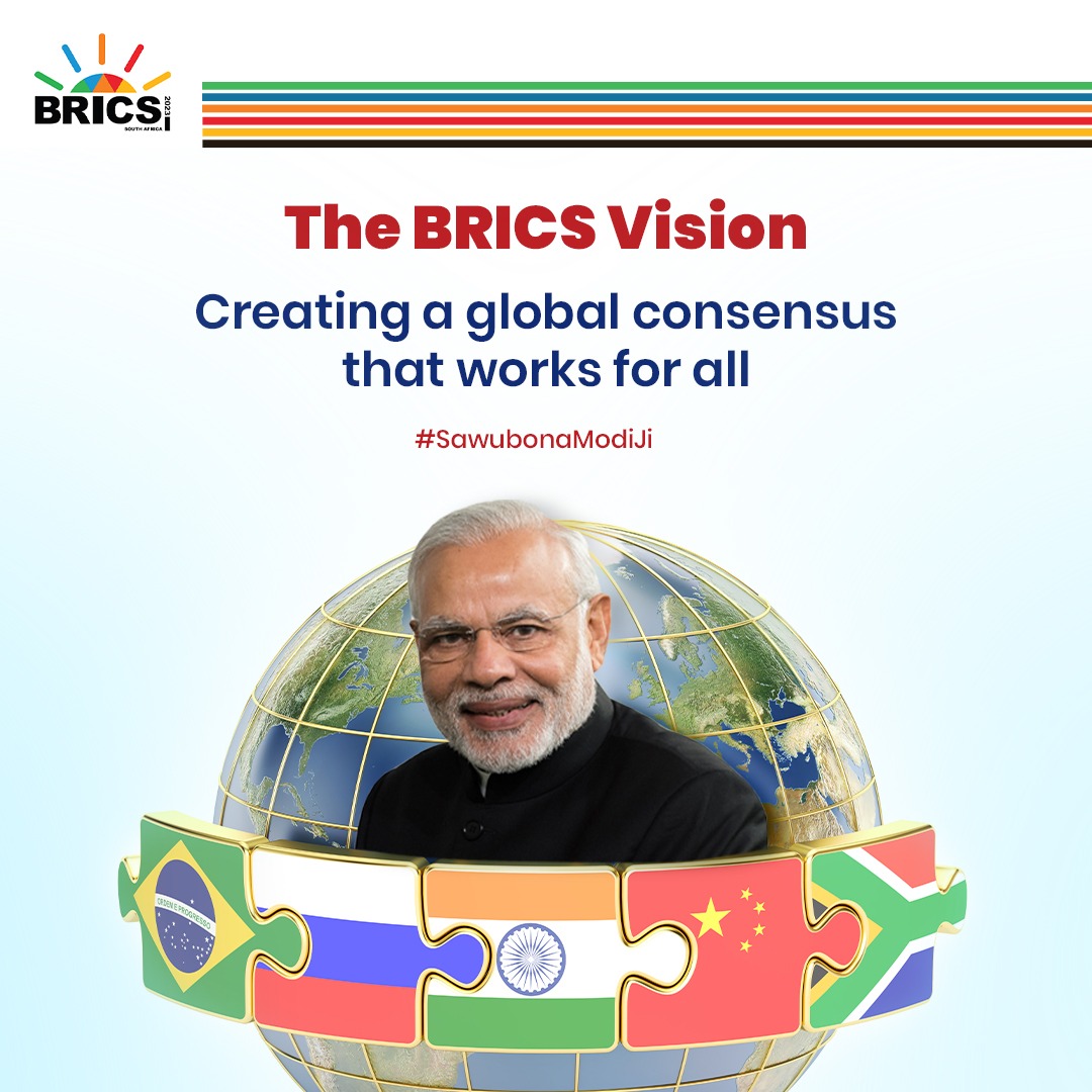 IndiaClubSA's tweet photo. Enabling growth that empowers all is the main dream of BRICS. And the presence of eminent leaders like the honorable Indian PM, @narendramodi, will only accelerate our efforts towards transformative growth. #SawubonaModiJi #BRICS2023 https://t.co/NiACZVs3lr