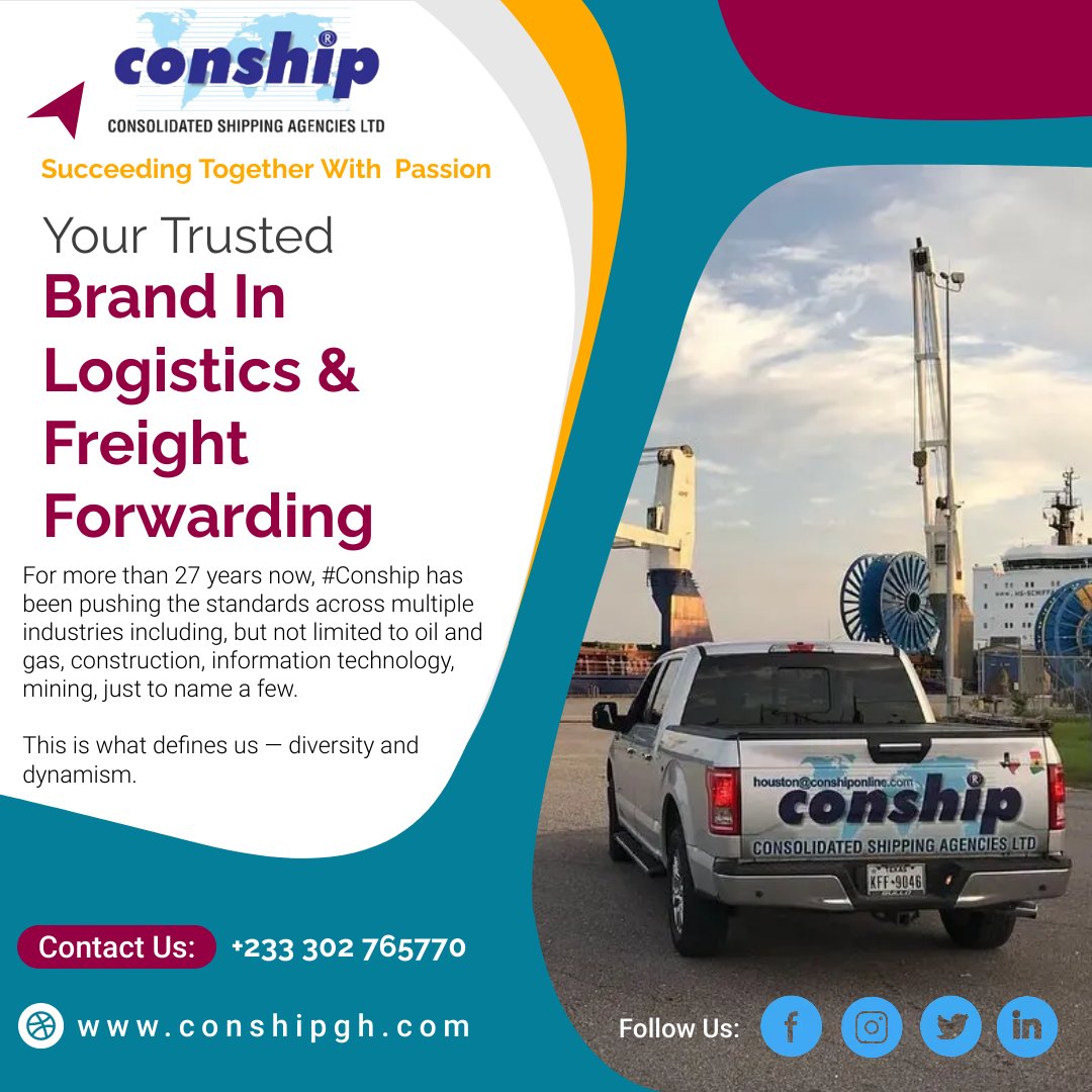 conshipgh's tweet photo. We have an in-depth understanding of the Logistics &amp; Freight Forwarding needs of our clients — And we provide cost effective and perfectly tailored solutions. Contact us on +233 302 765770 or email us at airfreight@conshiponline.com for more information.

We are #Conship https://t.co/8mMOsOxMtJ
