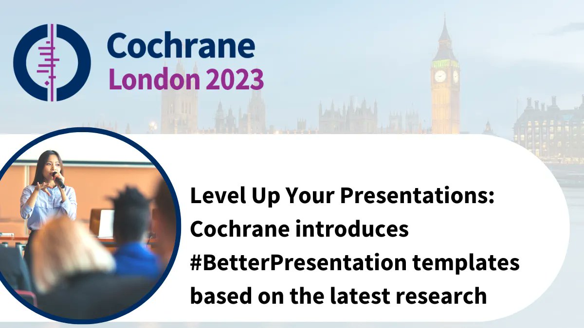 cochranecollab's tweet photo. 💁‍♀️ Presenting at #CochraneLondon in September?
Try our free, research-backed PowerPoint templates! 
Learn more from the research team and make sure yours is a #BetterPresentation
https://t.co/ePM6NOu8i1 https://t.co/QEVDe3IUxl