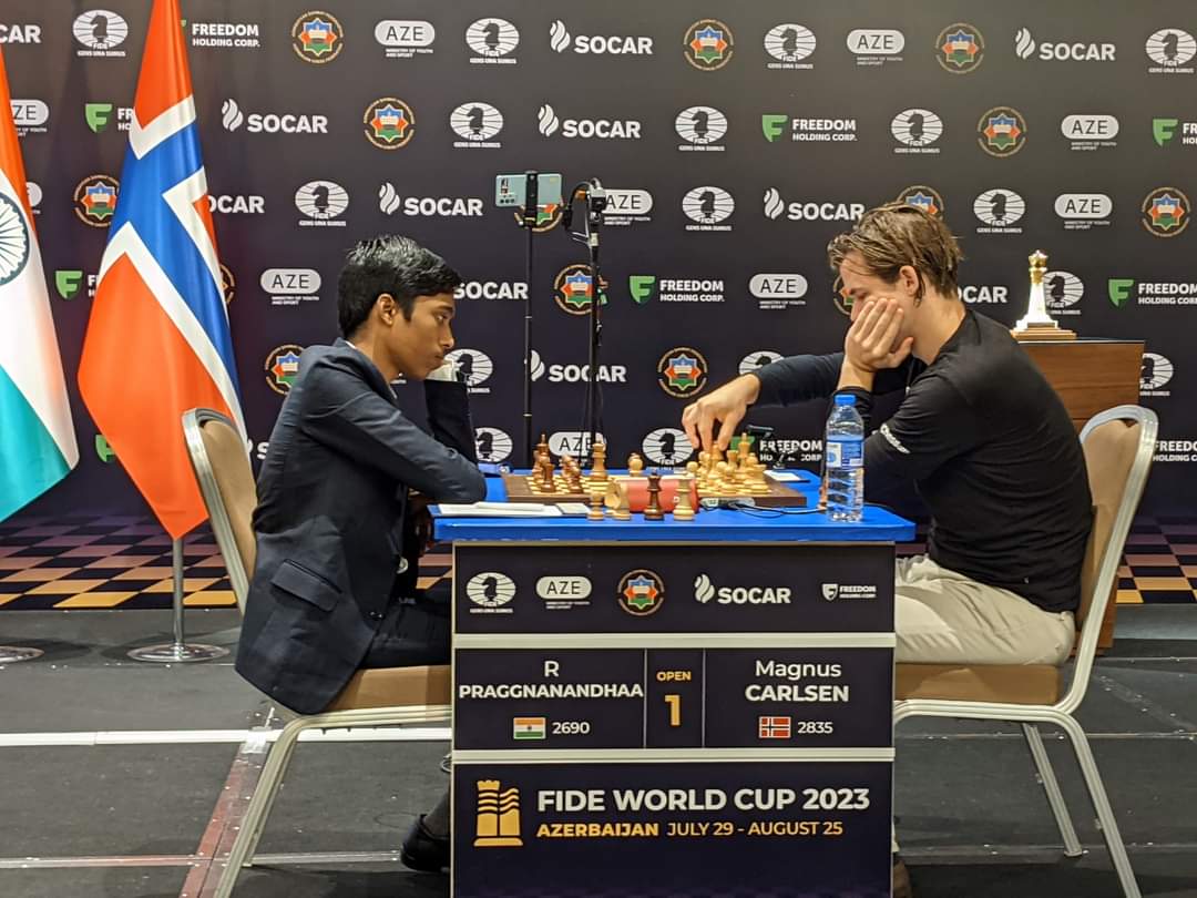 Chess World Cup 2023 LIVE  Magnus Carlsen Vs Praggnanandhaa Match