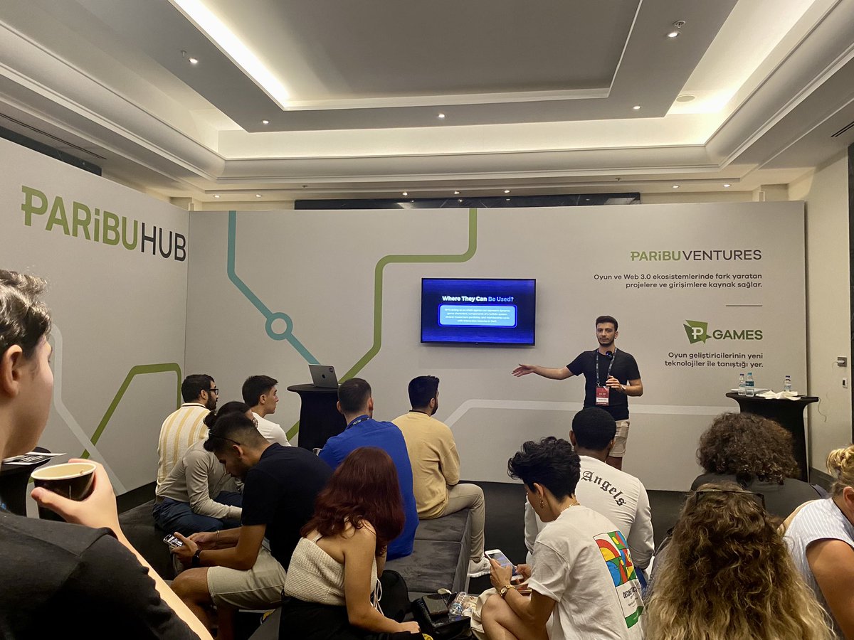 ParibuHub's tweet image. #IBW2023 de ikinci gün Paribu Hub buluşma noktasında @odtublockchain topluluğundan Oğuz Utku Yıldız’ın @CKyaTzu ‘’New Token Standart: NFT Owned Assets’’ sunumuyla devam ediyor.