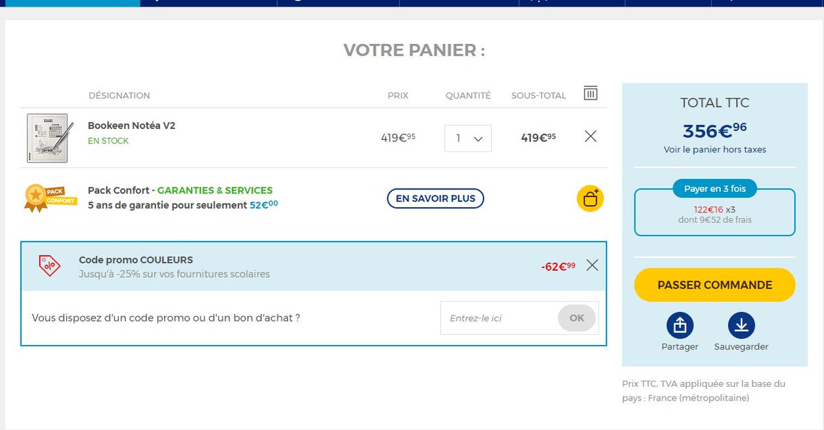 La Notéa à 356.96 € ! 
Ce n'est pas un rêve, mais la #promo flash <a href="/LDLC/">LDLC</a> du jour : -15% sur la Notéa avec le code COULEURS. 
L'occasion parfaite pour s'équiper pour la rentrée, c'est par là : ldlc.com/fiche/PB004635…