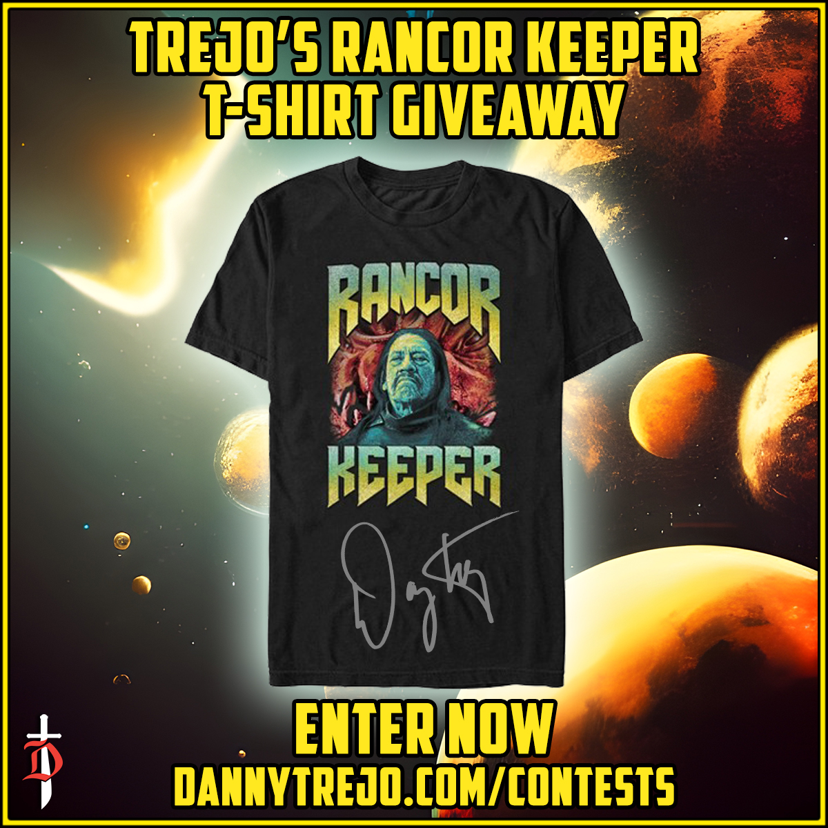 officialDannyT's tweet photo. Join my Rancor Keeper T-Shirt Giveaway! 3 Lucky Winners will win an autographed Rancor T-Shirt autographed by me! Multiple ways to gain entries, Enter at https://t.co/mQDolh2z8I https://t.co/irtOErN8Xv