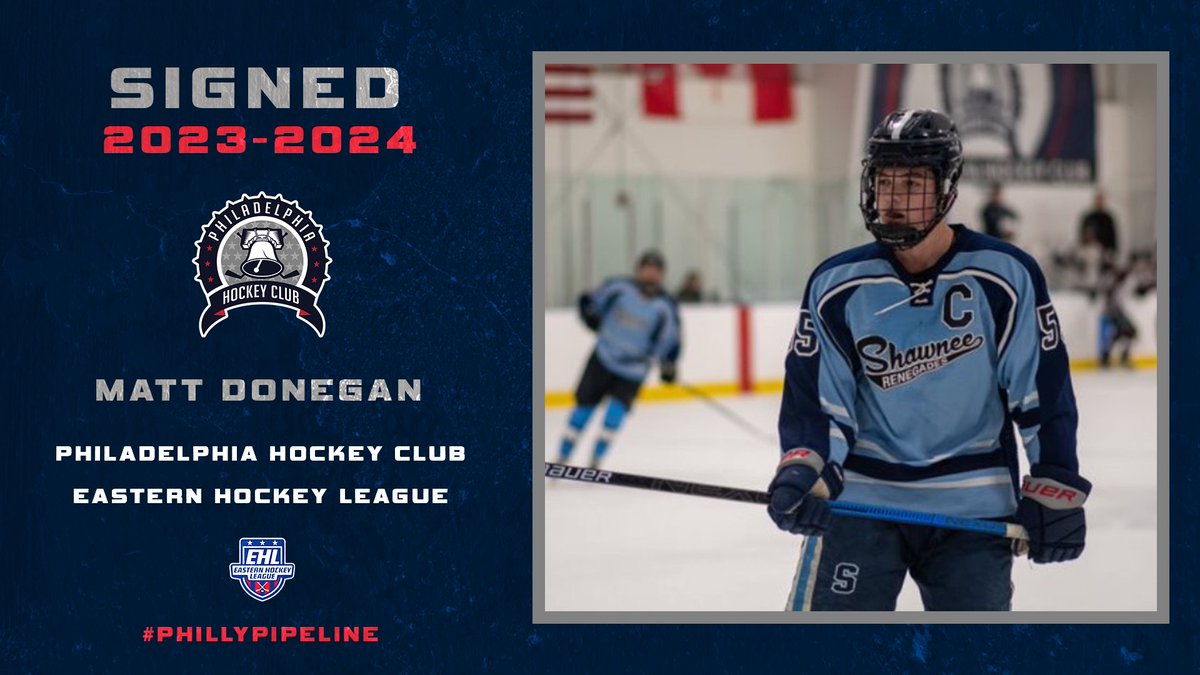 PhillyHC_EHL's tweet photo. SIGNED: We have signed 2004 defenseman Matt Donegan to our roster.
Donegan played 11 games for us last season.
#PhillyHC #PhillyPipeline https://t.co/sMPWqpBKBc
