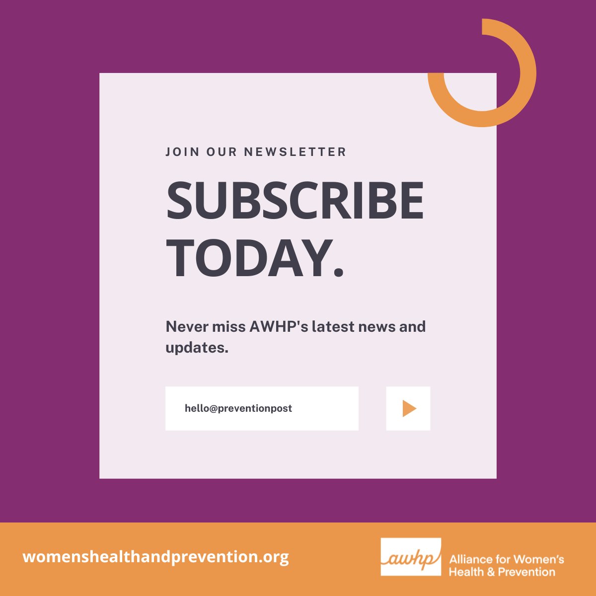 AWHPOrg's tweet photo. Get the latest news and updates from AWHP right to your email inbox! Sign up for the #PreventionPost here: https://t.co/QD59fpr1i8. https://t.co/G1UmZzyuzM